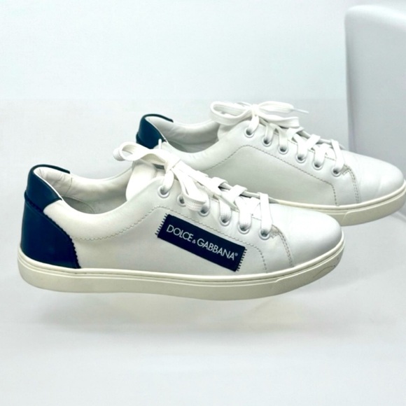 DOLCE & GABBANA Logo White Black Leather Low Top Sneakers Portofino Sneakers 37 - Picture 5 of 15